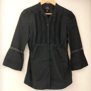2B BEBE | Black Button Up Blouse Top Small